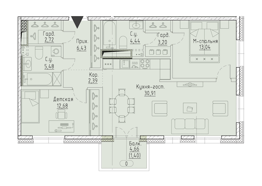 2-комнатная квартира 81.29 м², 4/9 эт., ЖК «LEGENDA Чёрная речка 41»